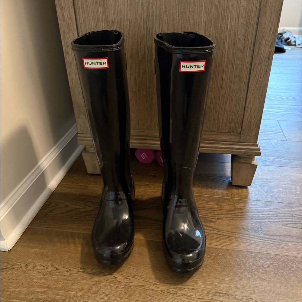 Hunter Glossy Black Rain Boots